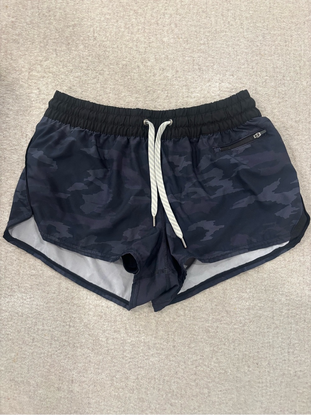 Vuori Black Camo Athletic Shorts with Drawstring